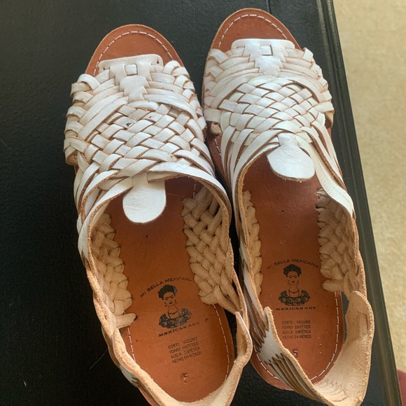 Women Handmade Mexican Huarache Sandal Open Toe White - size 8 - Picture 1 of 4